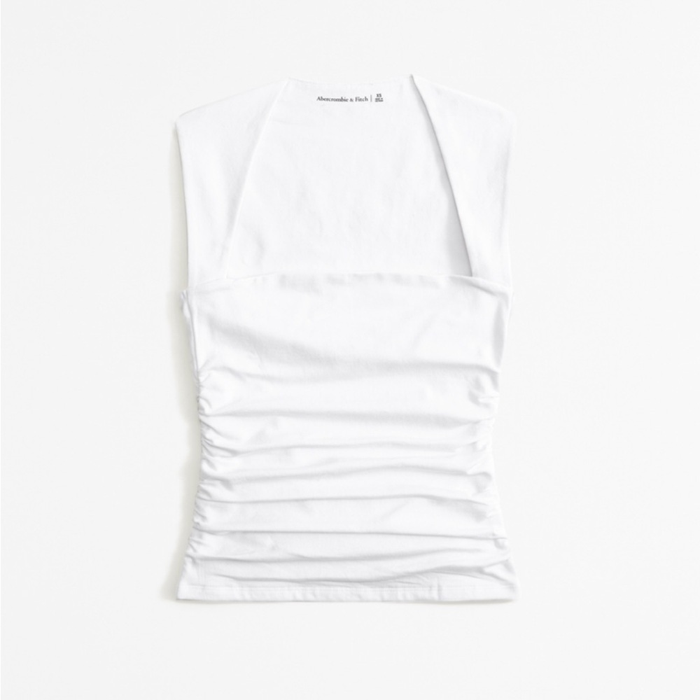 111. Abercrombie & Fitch White Ruched Top – Medium – New Without Tags (NWOT)